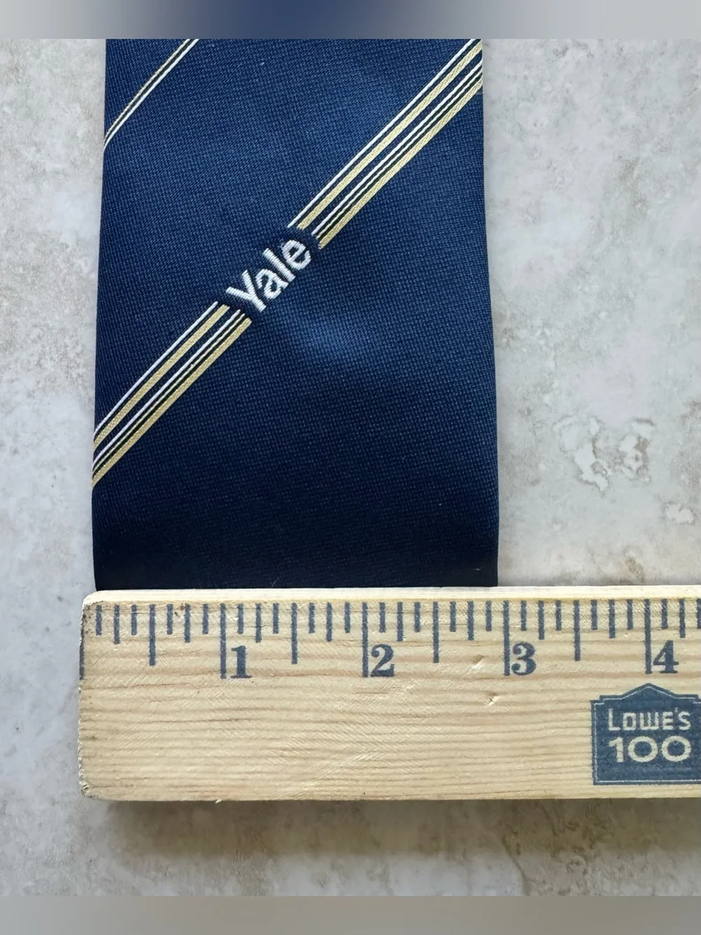 Vintage Yale Collegiate Navy Blue Tie Van Megen Gold/White Repp Stripes 54”X 3”